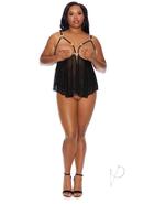 Barely Bare Cupless Babydoll And Open Thong - Plus Size -...